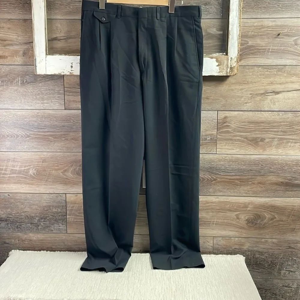 Savane Men’s Dress Pants Slacks, Size 36, Black